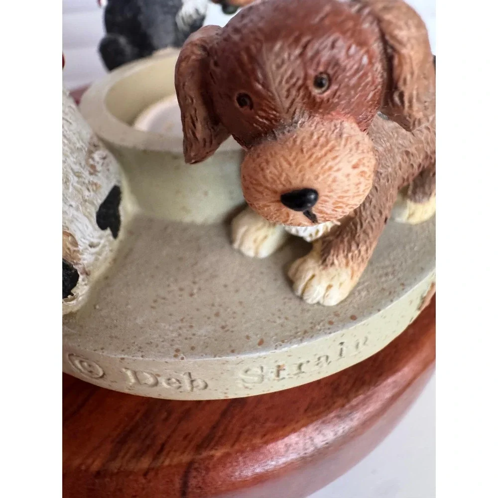 VTG Deb Strain Candle Capper Dogs Figurine Puppy‎ Decor Farmhouse Style